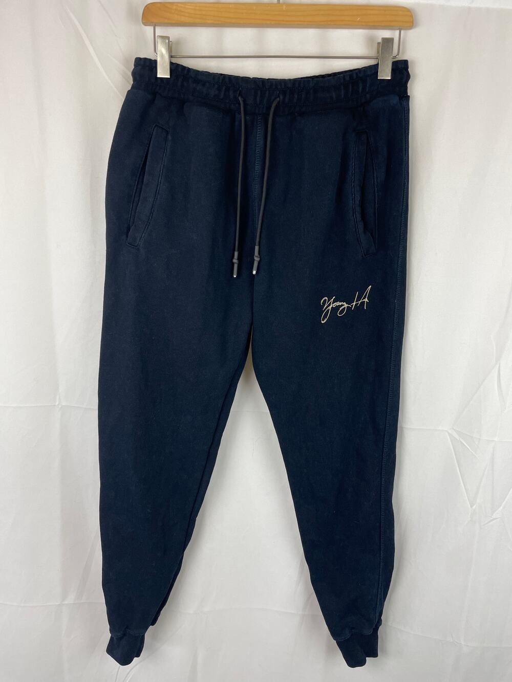 YoungLA Jogger Pant Navy Blue Cuff Ankle Tie Elastic Waist Men's 230 Size S